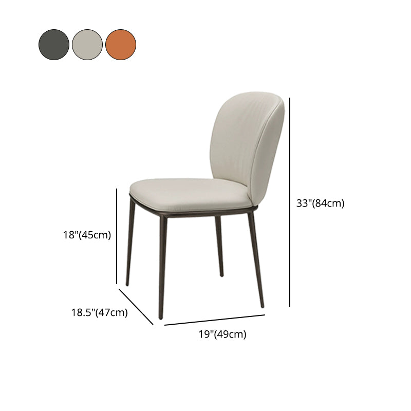 Modern Style Metal Dining Chair Faux Leather Armless Dining Chair for Home Use