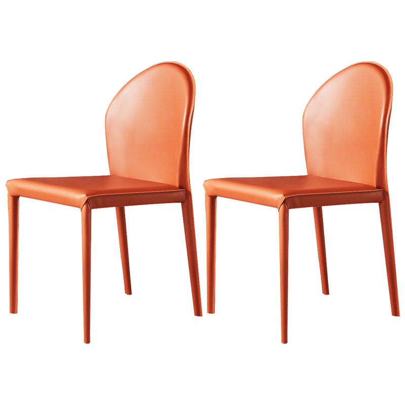 Minimalist Style Leather Dining Chairs for Home Armless Solid Back Chairs