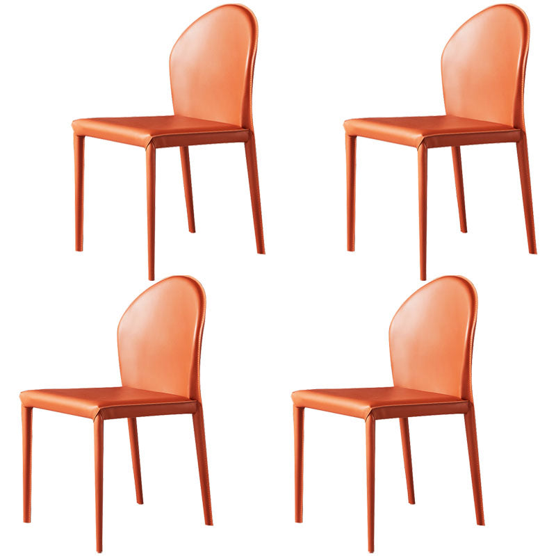 Minimalist Style Leather Dining Chairs for Home Armless Solid Back Chairs