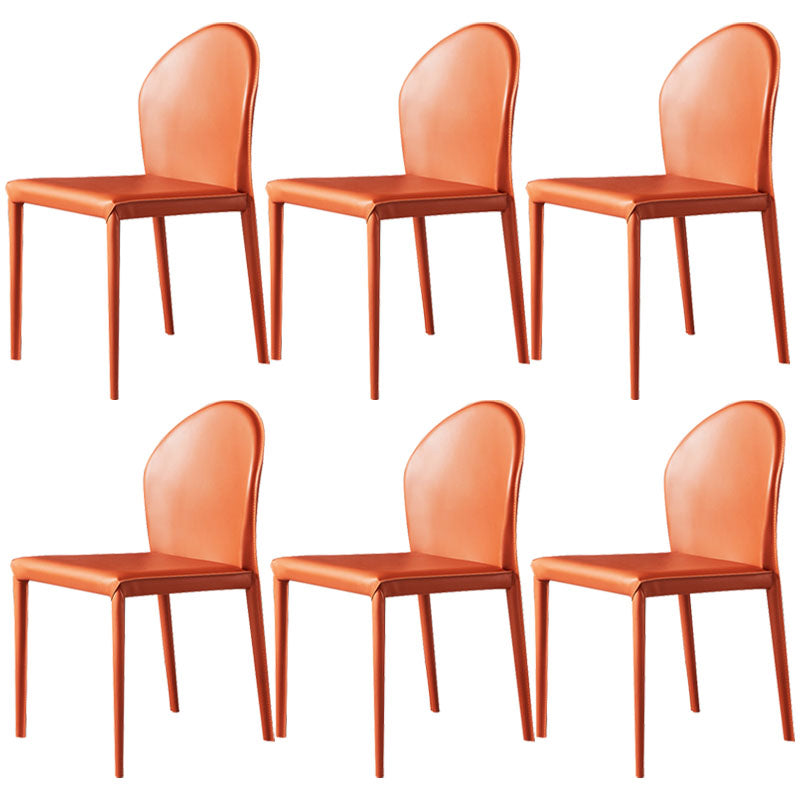 Minimalist Style Leather Dining Chairs for Home Armless Solid Back Chairs