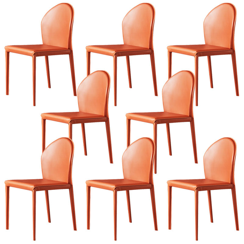 Minimalist Style Leather Dining Chairs for Home Armless Solid Back Chairs