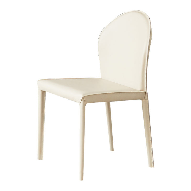 Minimalist Style Leather Dining Chairs for Home Armless Solid Back Chairs