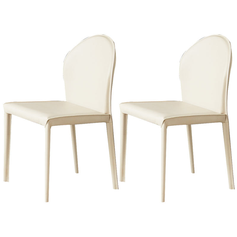 Minimalist Style Leather Dining Chairs for Home Armless Solid Back Chairs