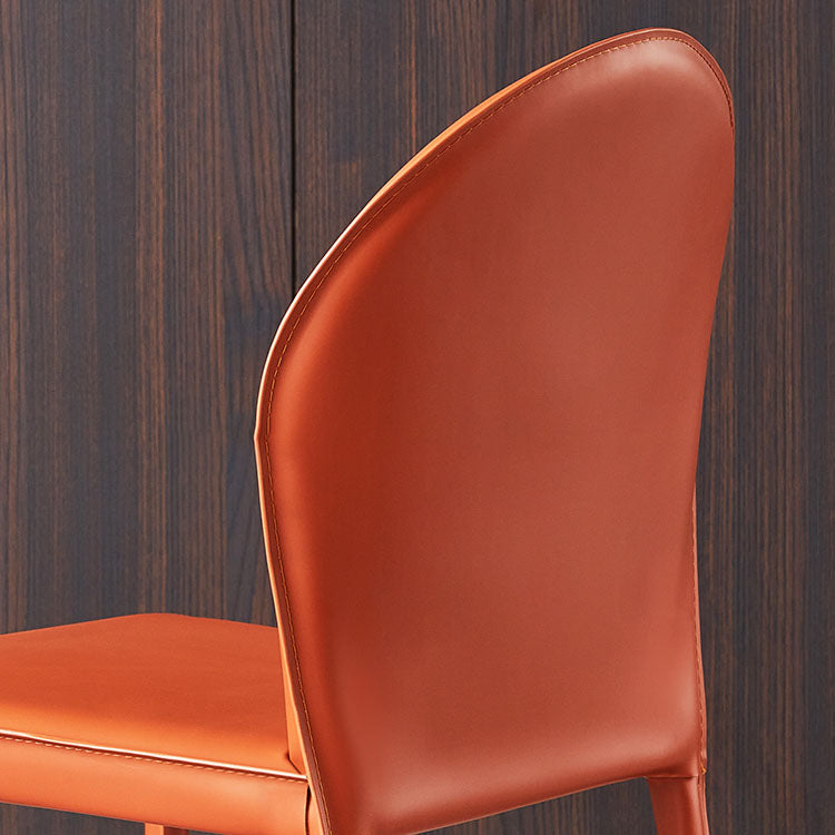 Minimalist Style Leather Dining Chairs for Home Armless Solid Back Chairs