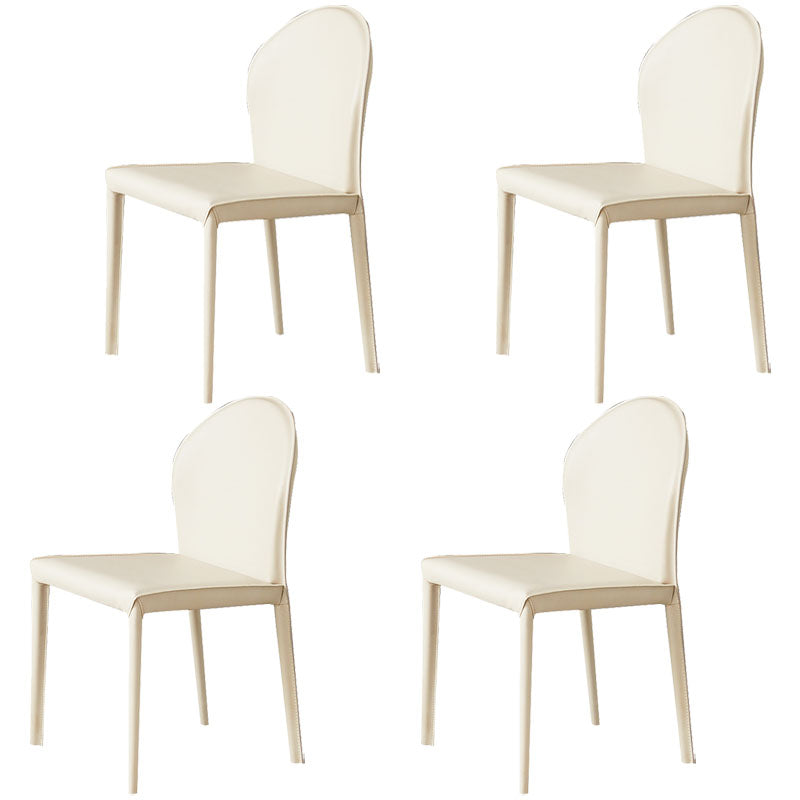 Minimalist Style Leather Dining Chairs for Home Armless Solid Back Chairs