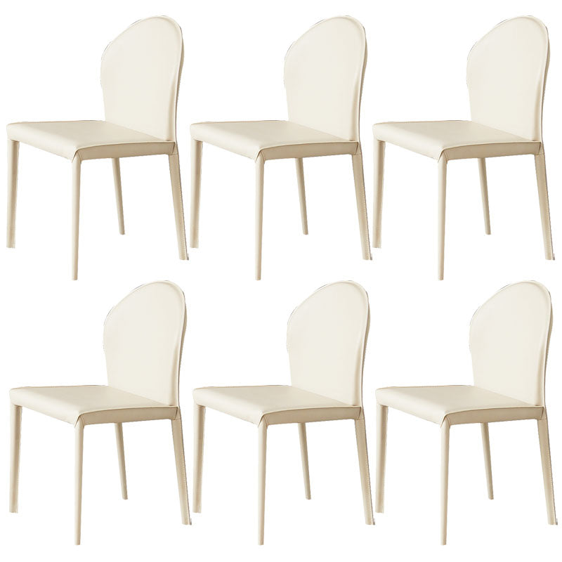 Minimalist Style Leather Dining Chairs for Home Armless Solid Back Chairs