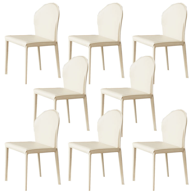 Minimalist Style Leather Dining Chairs for Home Armless Solid Back Chairs