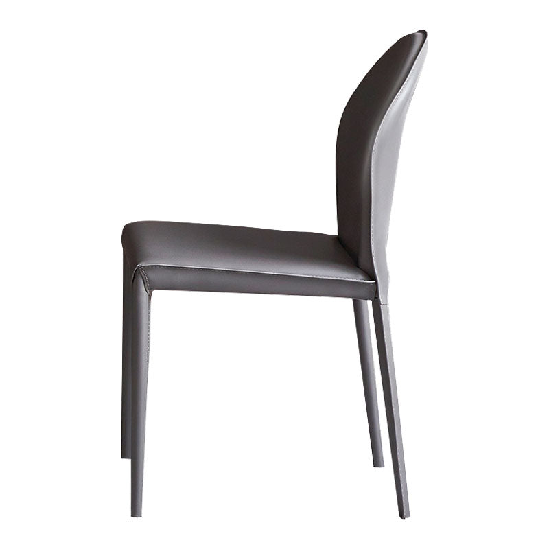 Minimalist Style Leather Dining Chairs for Home Armless Solid Back Chairs