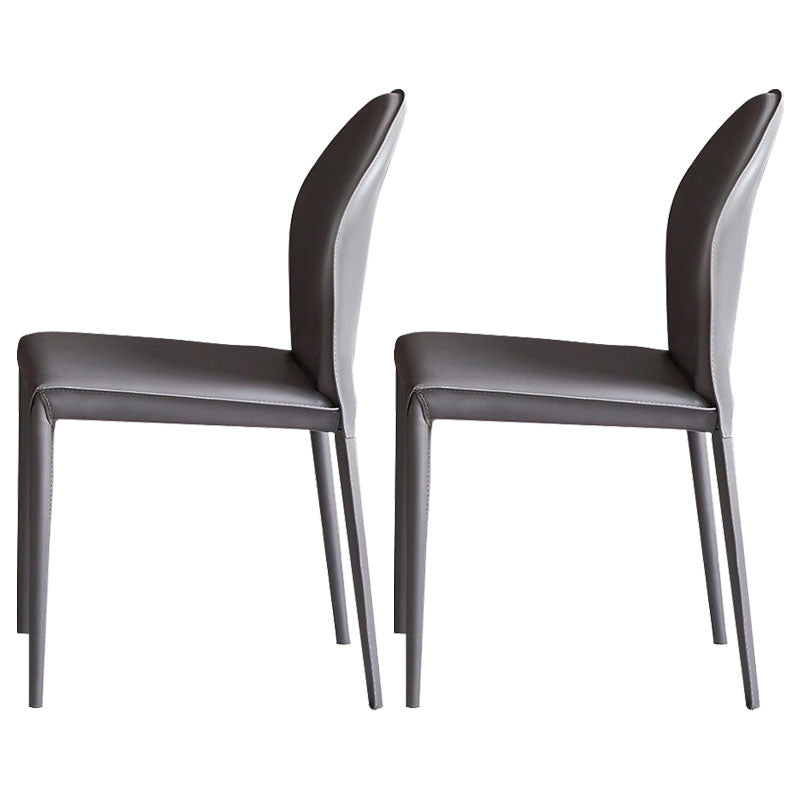 Minimalist Style Leather Dining Chairs for Home Armless Solid Back Chairs