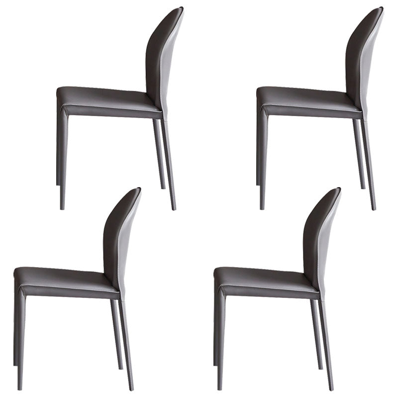 Minimalist Style Leather Dining Chairs for Home Armless Solid Back Chairs