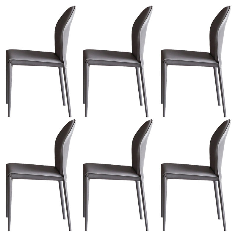 Minimalist Style Leather Dining Chairs for Home Armless Solid Back Chairs