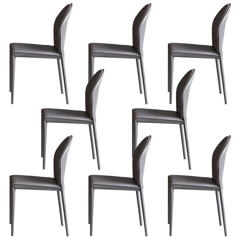 Minimalist Style Leather Dining Chairs for Home Armless Solid Back Chairs