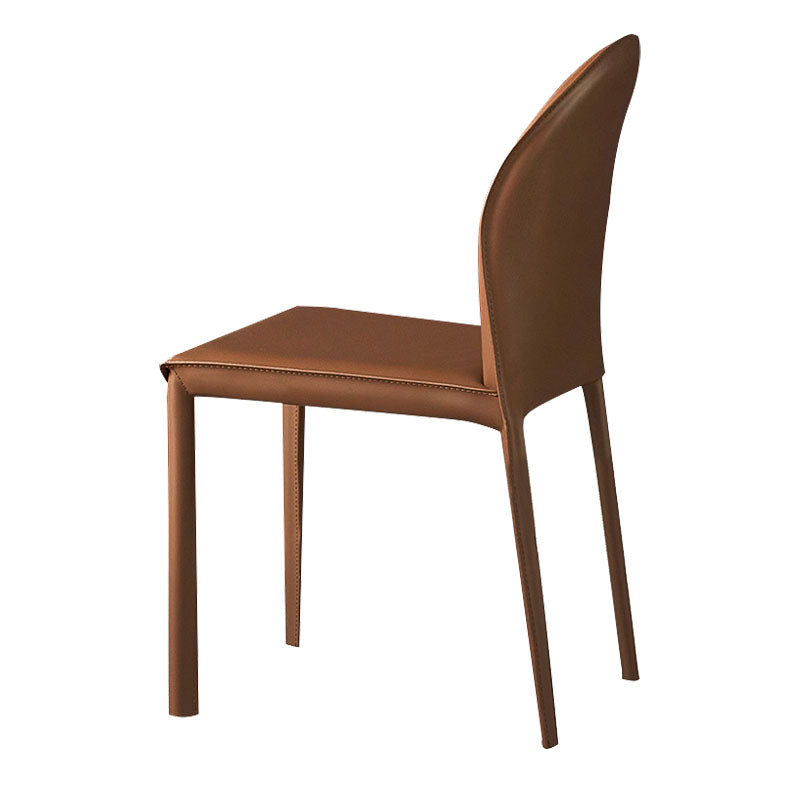 Minimalist Style Leather Dining Chairs for Home Armless Solid Back Chairs