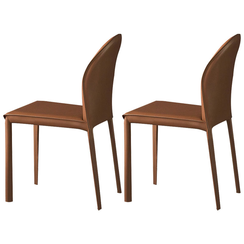 Minimalist Style Leather Dining Chairs for Home Armless Solid Back Chairs