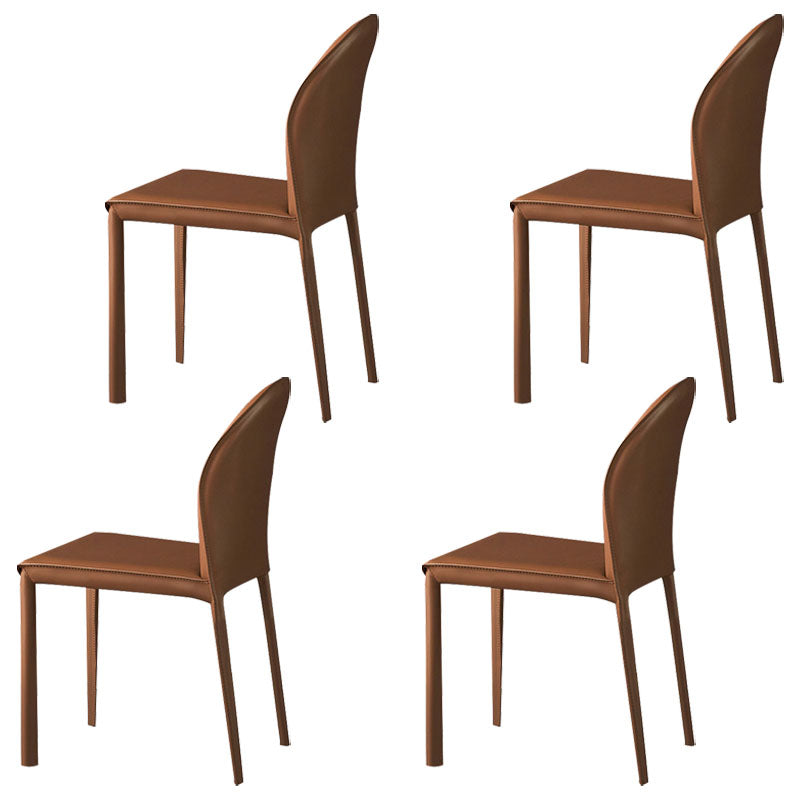 Minimalist Style Leather Dining Chairs for Home Armless Solid Back Chairs