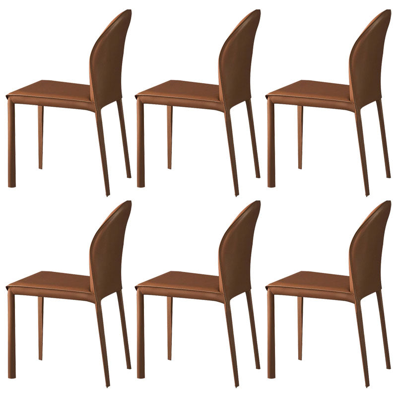 Minimalist Style Leather Dining Chairs for Home Armless Solid Back Chairs