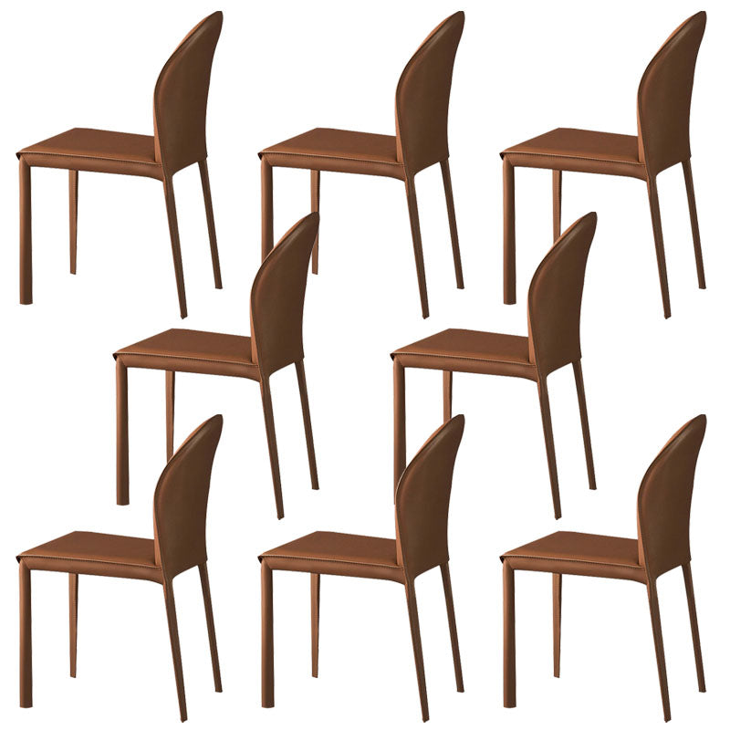 Minimalist Style Leather Dining Chairs for Home Armless Solid Back Chairs