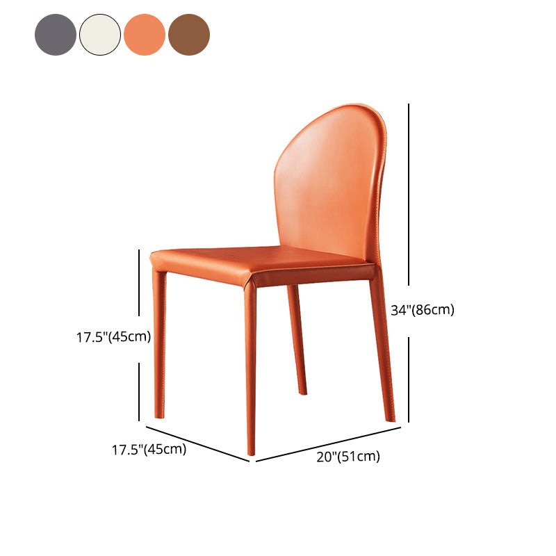 Minimalist Style Leather Dining Chairs for Home Armless Solid Back Chairs