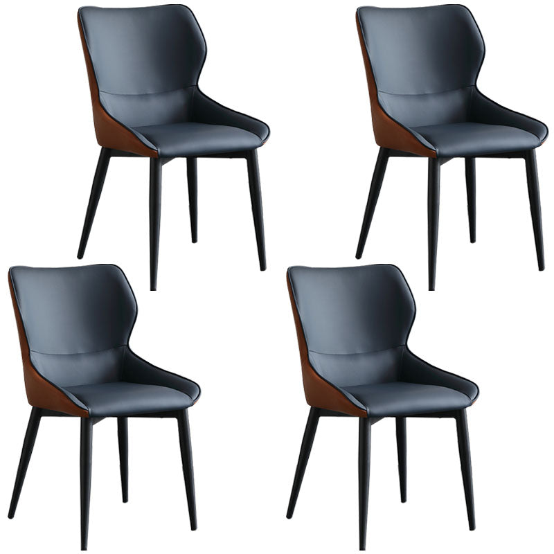 Industrial Style Armless Wingback Side Chairs Faux Leather Side Chair