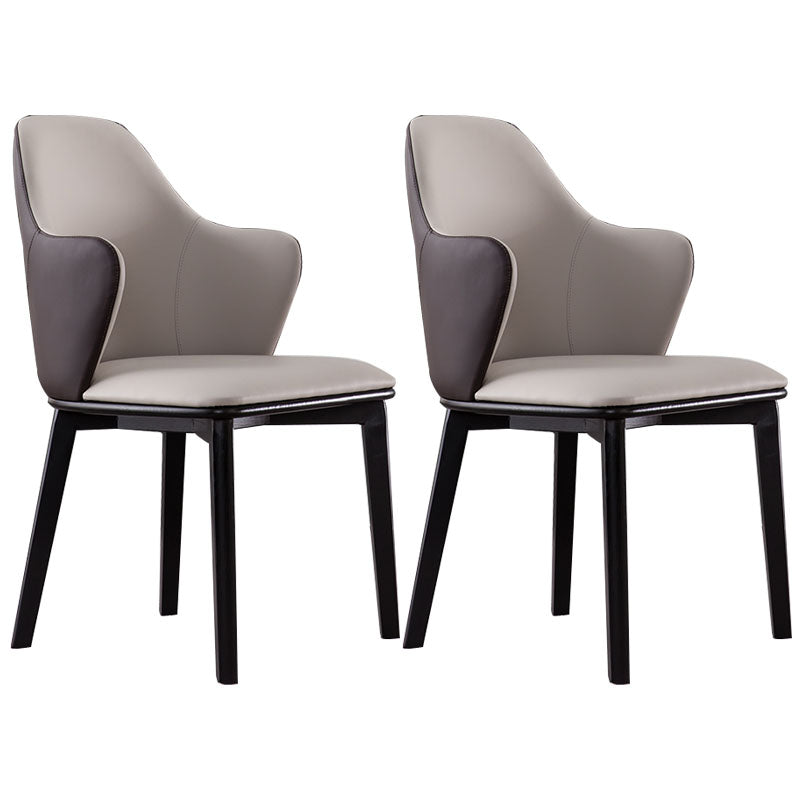 Contemporary Leather Dining Chairs Arm Solid Back Chairs for Kitchen