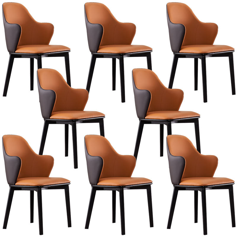 Contemporary Leather Dining Chairs Arm Solid Back Chairs for Kitchen