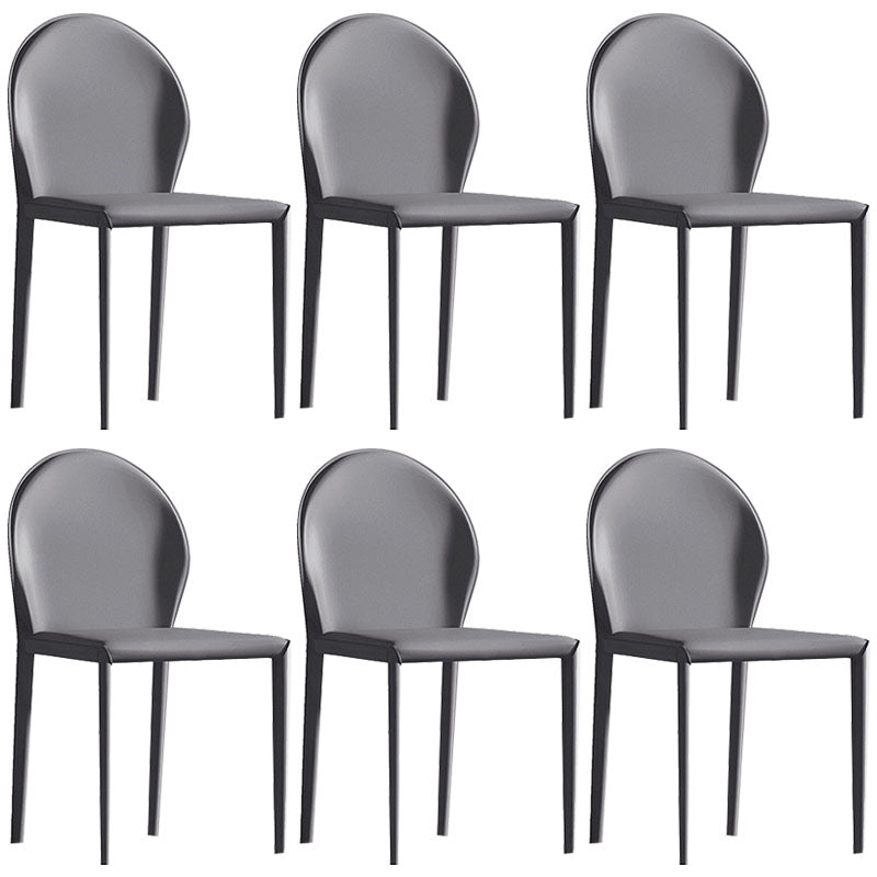 Minimalist Style Solid Back Armless Dining Chair Leather Dining Chairs