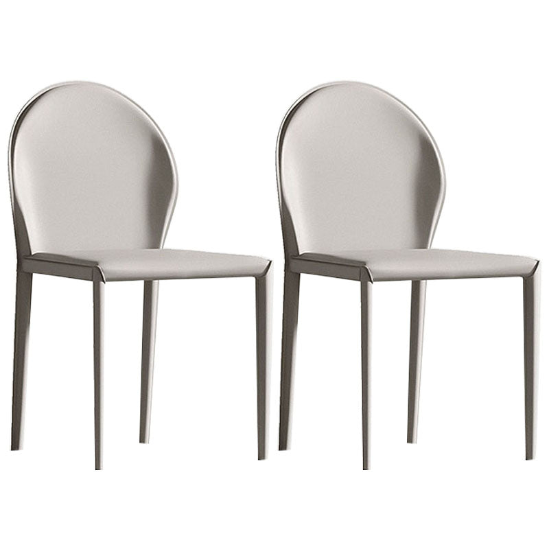 Minimalist Style Solid Back Armless Dining Chair Leather Dining Chairs