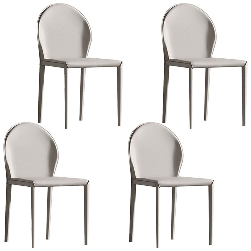 Minimalist Style Solid Back Armless Dining Chair Leather Dining Chairs