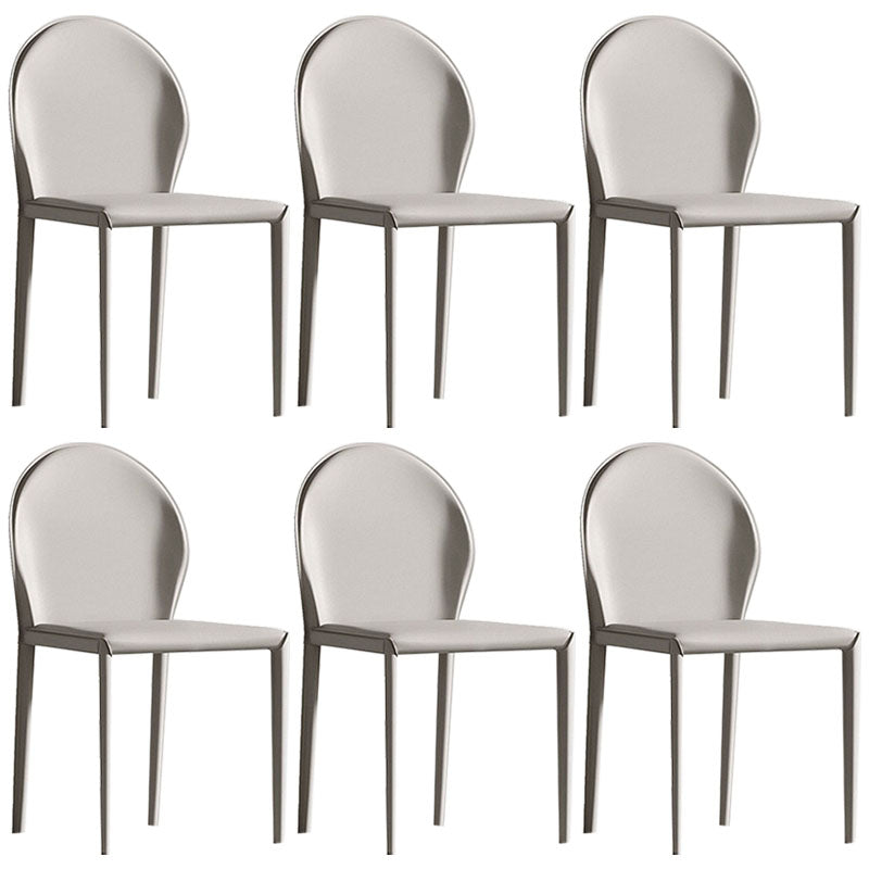 Minimalist Style Solid Back Armless Dining Chair Leather Dining Chairs