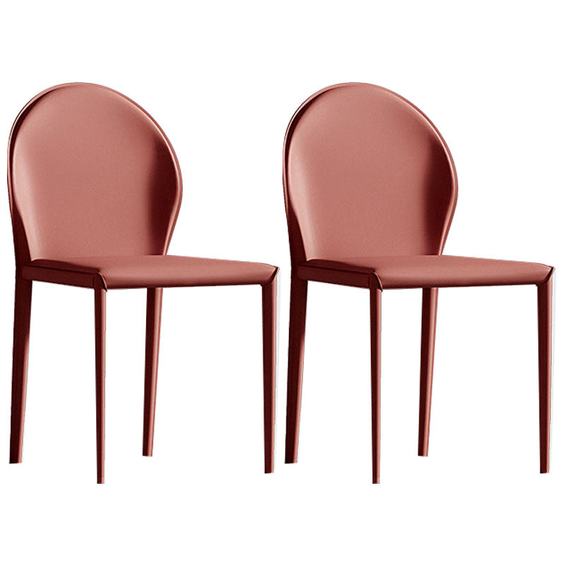 Minimalist Style Solid Back Armless Dining Chair Leather Dining Chairs