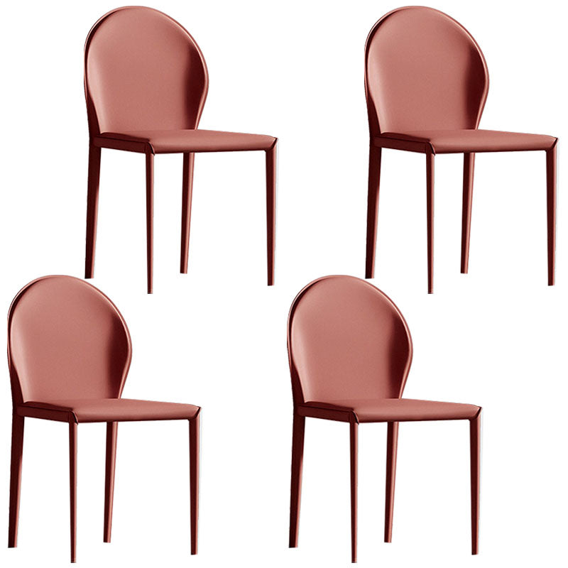 Minimalist Style Solid Back Armless Dining Chair Leather Dining Chairs