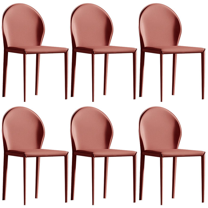 Minimalist Style Solid Back Armless Dining Chair Leather Dining Chairs