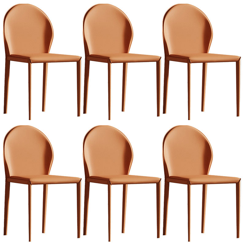 Minimalist Style Solid Back Armless Dining Chair Leather Dining Chairs