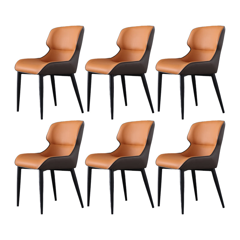 Modern Style Metal Dining Chair Faux Leather Arm Dining Room Chair for Home Use