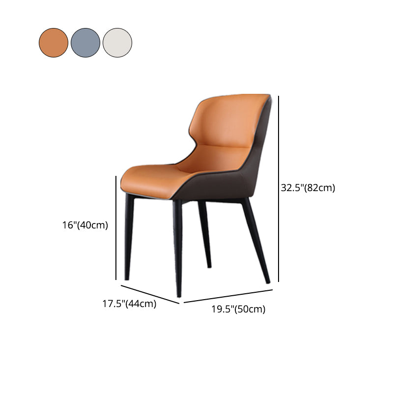 Modern Style Metal Dining Chair Faux Leather Arm Dining Room Chair for Home Use