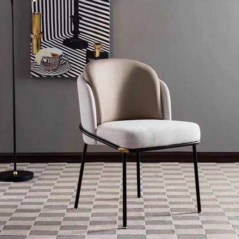 Contemporary Dining Fabric Side Chair Metal Dining Armless Chair