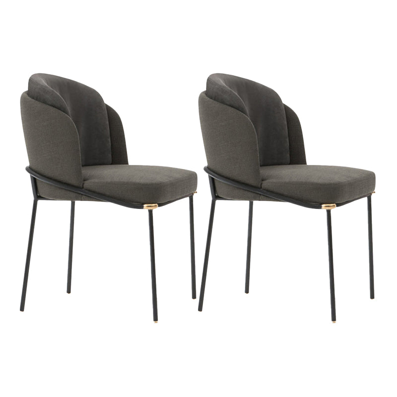 Contemporary Dining Fabric Side Chair Metal Dining Armless Chair