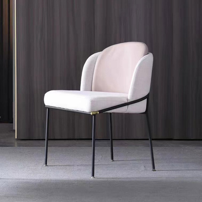 Contemporary Dining Fabric Side Chair Metal Dining Armless Chair