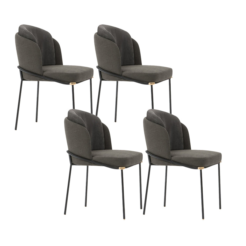 Contemporary Dining Fabric Side Chair Metal Dining Armless Chair