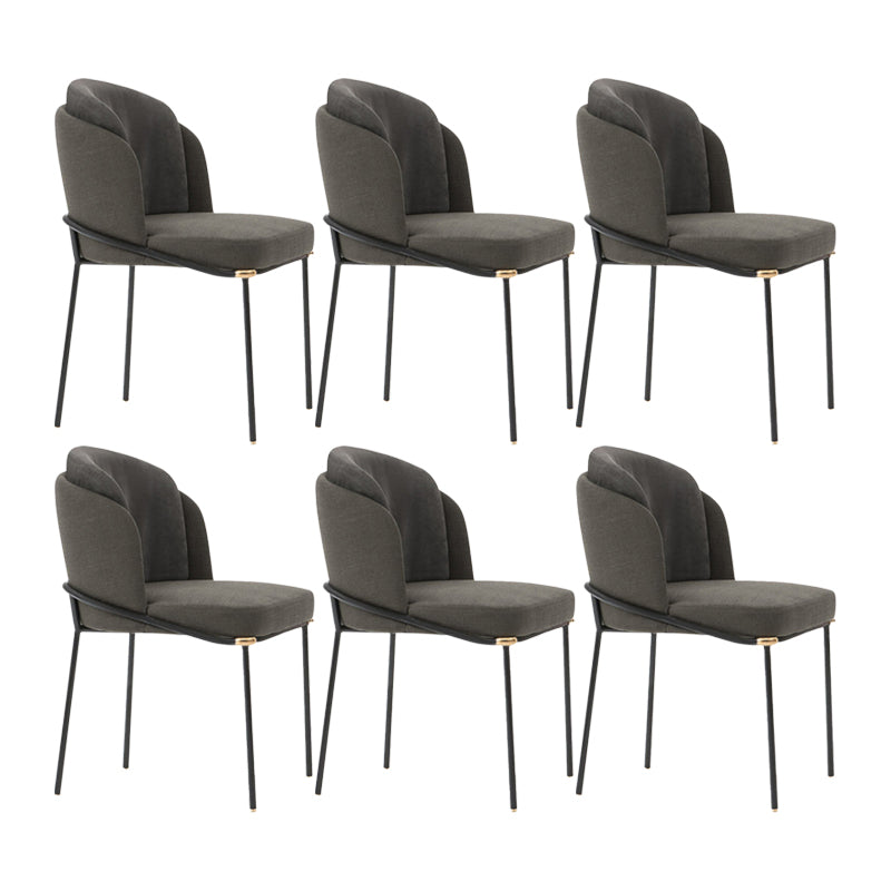 Contemporary Dining Fabric Side Chair Metal Dining Armless Chair