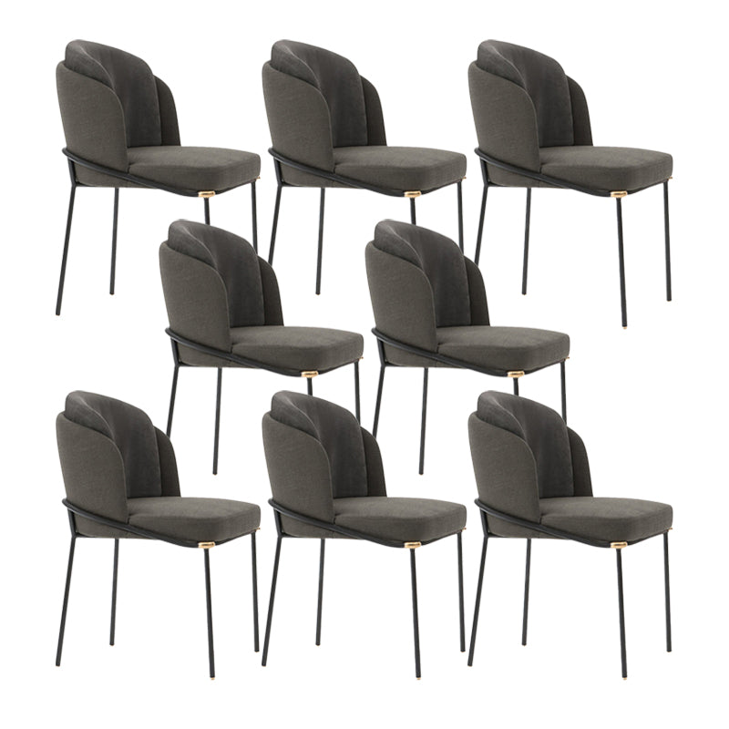 Contemporary Dining Fabric Side Chair Metal Dining Armless Chair