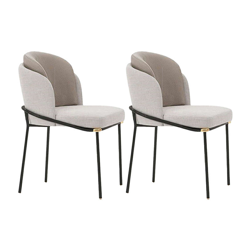 Contemporary Dining Fabric Side Chair Metal Dining Armless Chair