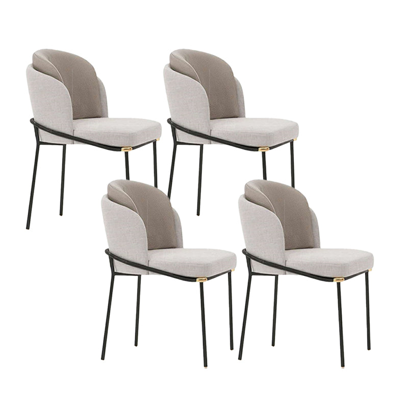 Contemporary Dining Fabric Side Chair Metal Dining Armless Chair