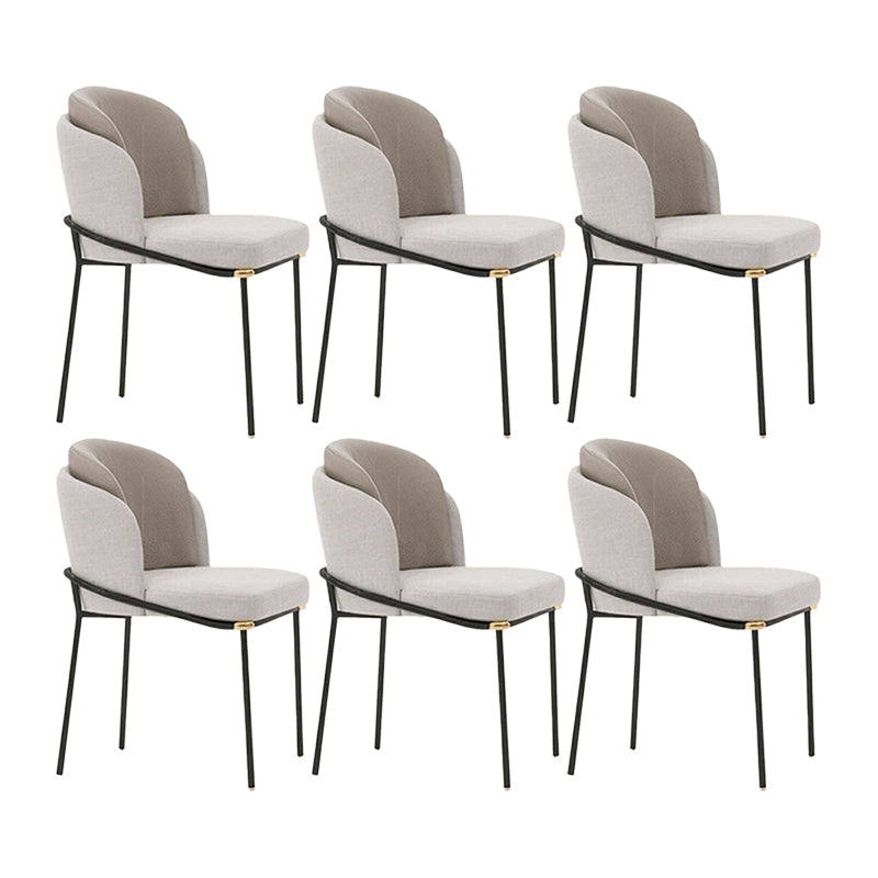 Contemporary Dining Fabric Side Chair Metal Dining Armless Chair