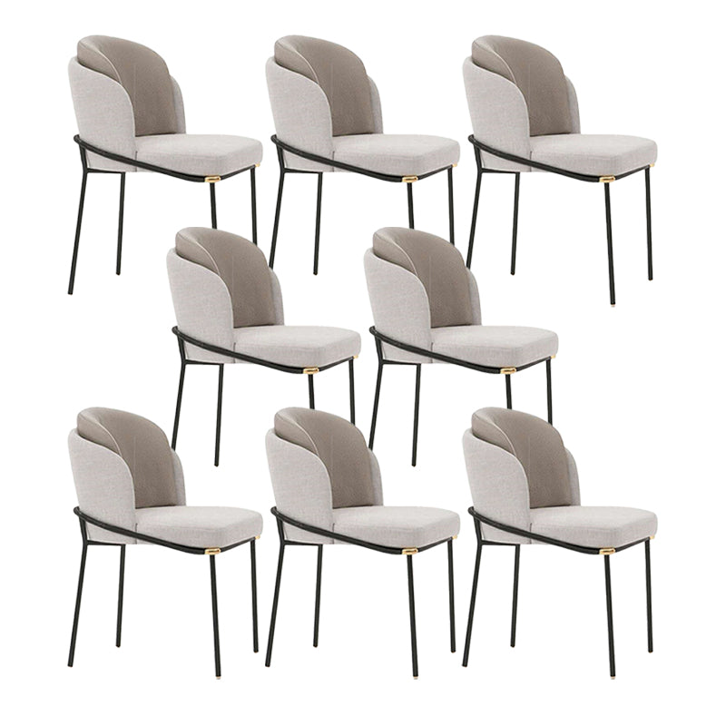 Contemporary Dining Fabric Side Chair Metal Dining Armless Chair