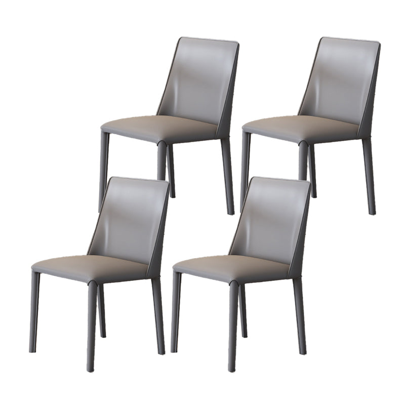 Contemporary Leather Dining Chair Armless Side Chair for Restaurant Use