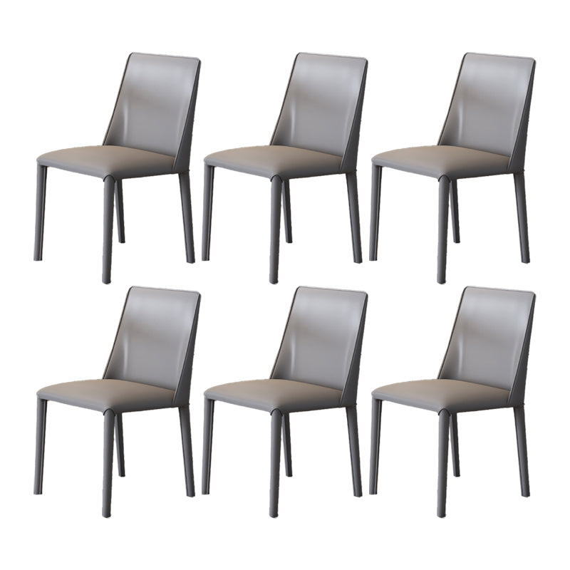 Contemporary Leather Dining Chair Armless Side Chair for Restaurant Use