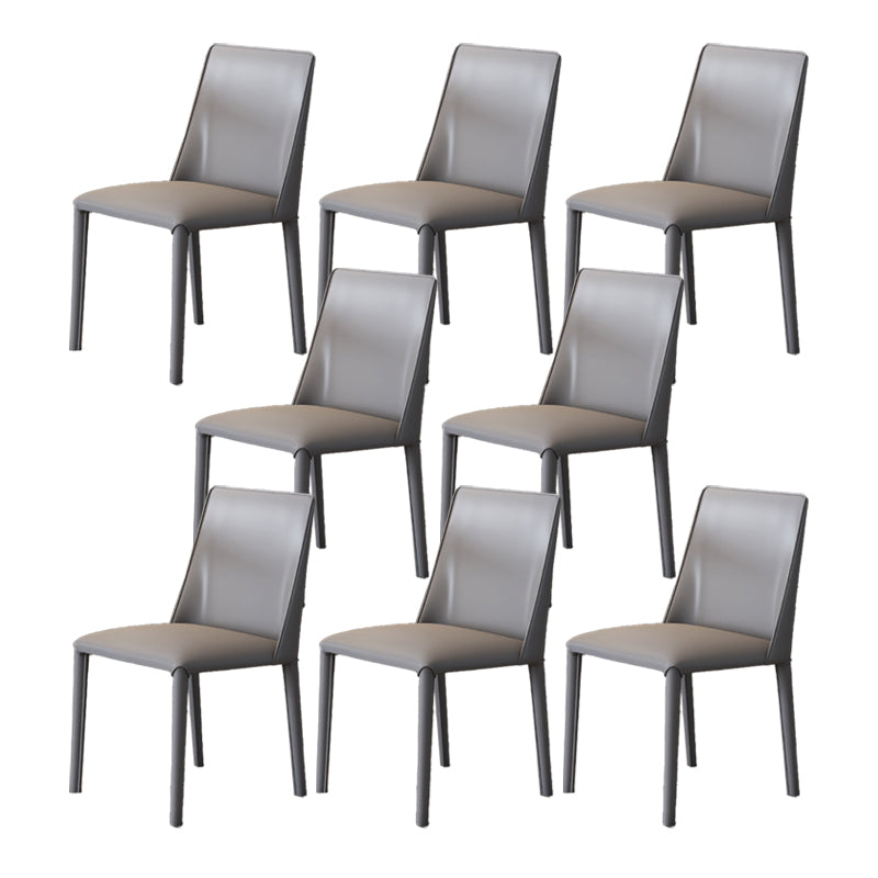 Contemporary Leather Dining Chair Armless Side Chair for Restaurant Use