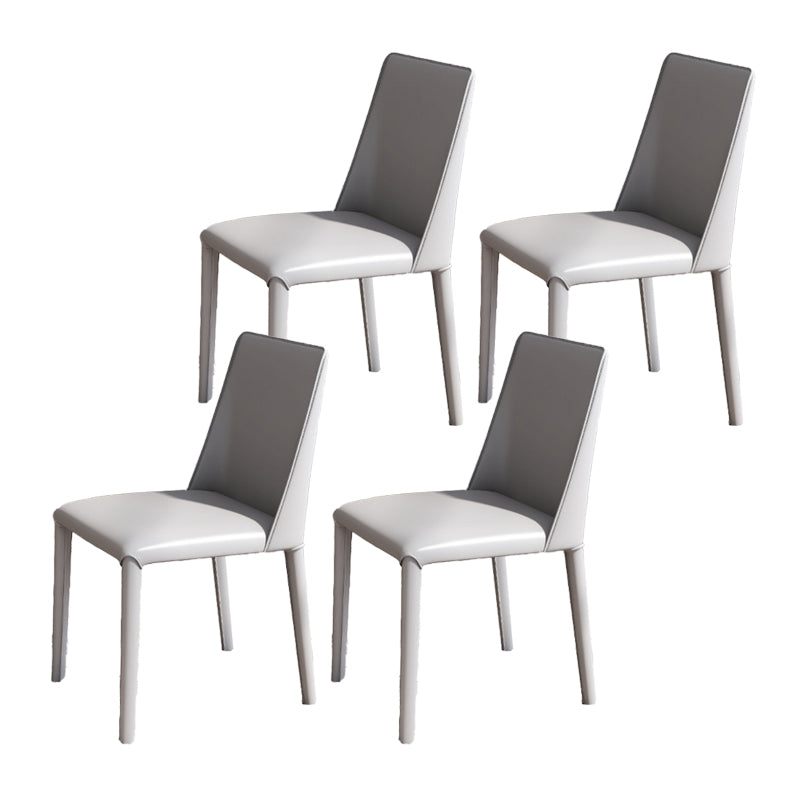 Contemporary Leather Dining Chair Armless Side Chair for Restaurant Use