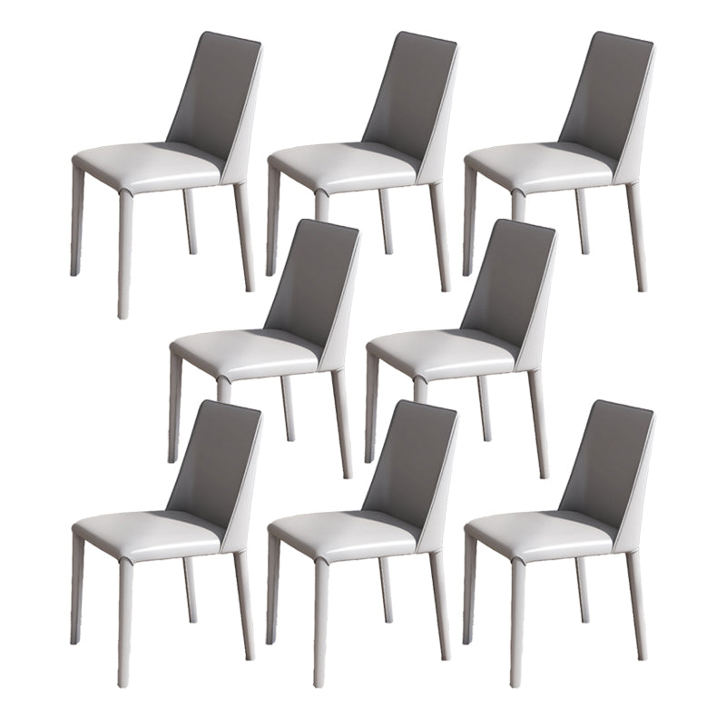 Contemporary Leather Dining Chair Armless Side Chair for Restaurant Use